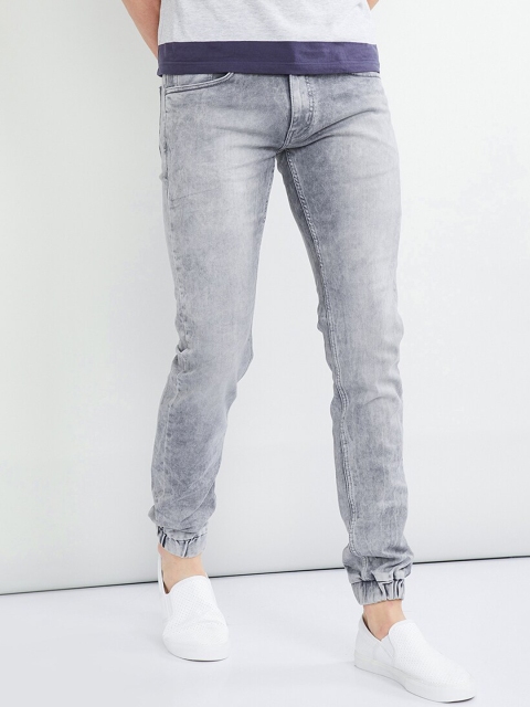 

max Men Grey Jogger Mid-Rise Clean Look Stretchable Jeans
