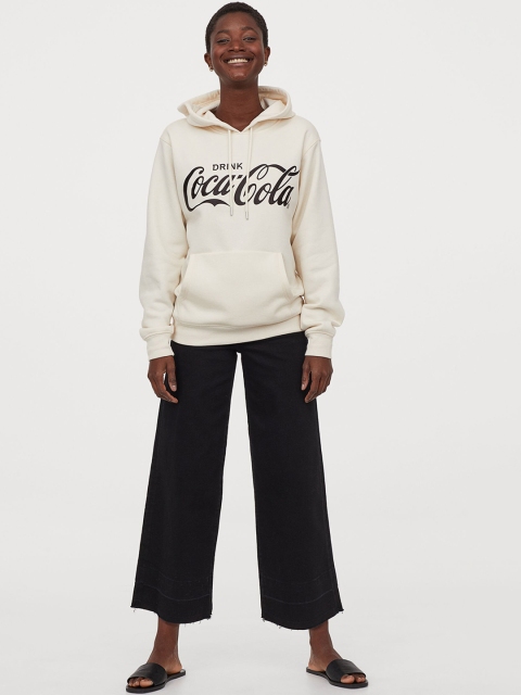 

H&M Women White Motif-Front Hoodie