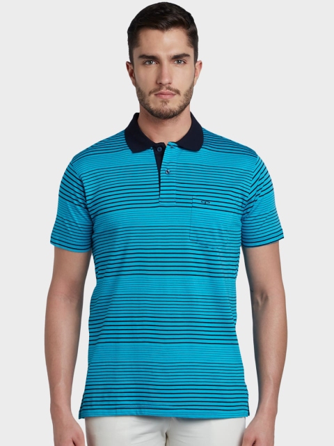 

ColorPlus Men Blue Striped Polo Collar T-shirt