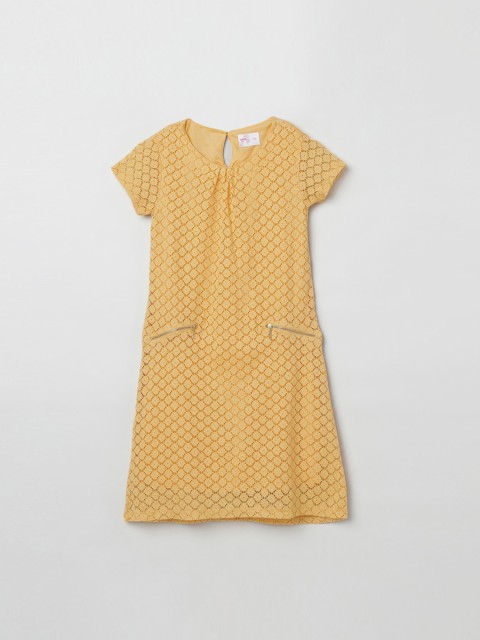 

max Girls Mustard Yellow Lace A-Line Dress