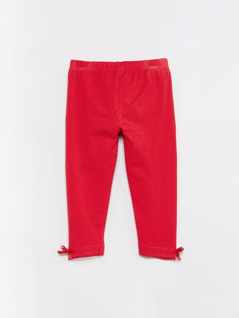 

max Girls Red Solid Ankle-Length Leggings