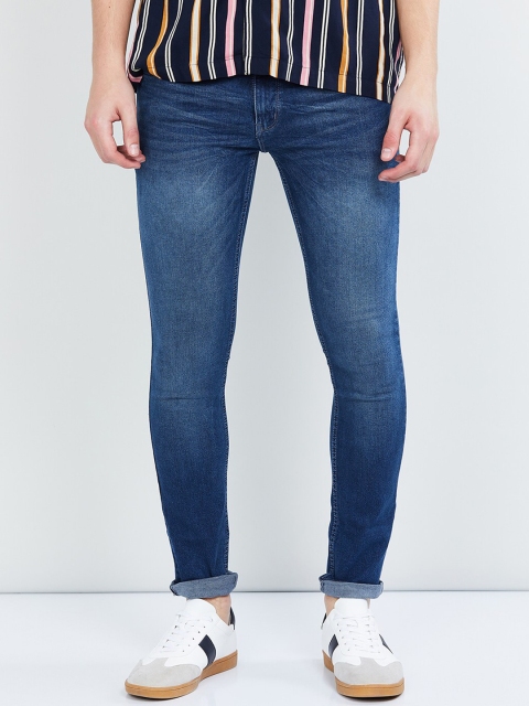 

max Men Blue Skinny Fit Mid-Rise Clean Look Jeans
