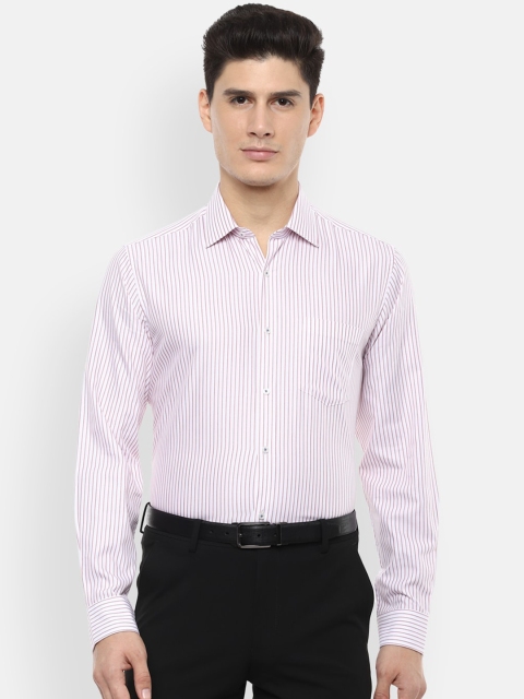 

Van Heusen Men White & Pink Slim Fit Striped Formal Shirt