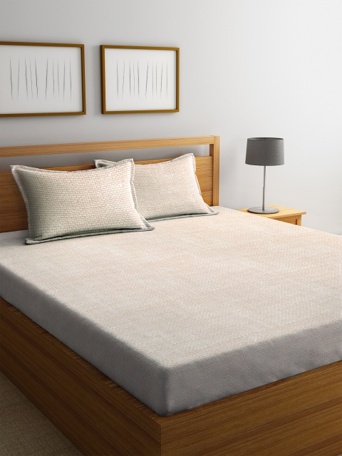 

Trident Coffee Brown Abstract 144 TC Cotton 1 Queen Bedsheet with 2 Pillow Covers