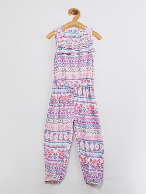 

max Girls Pink & Blue Printed Romper