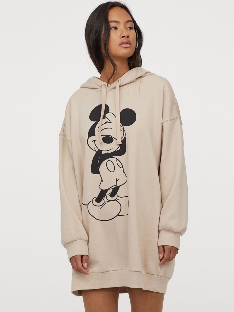 

H&M Pink Mickey Mouse Long Hoodie, Beige