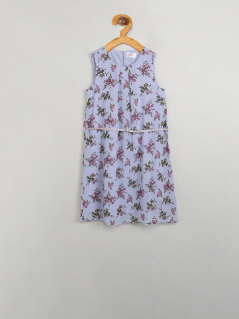 

max Girls Blue Printed A-Line Dress