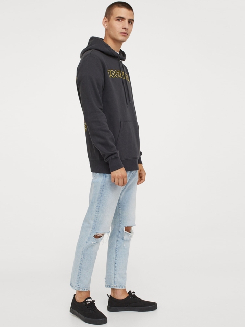 

H&M Men Black & Yellow Printed Hoodie