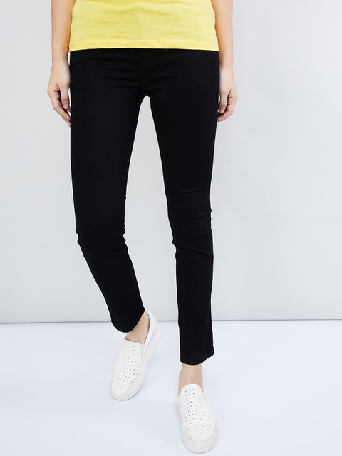 

max Women Black Slim Fit Mid-Rise Clean Look Stretchable Jeans