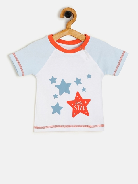 

Aomi Boys White & Blue Printed Raglan Sleeves T-shirt