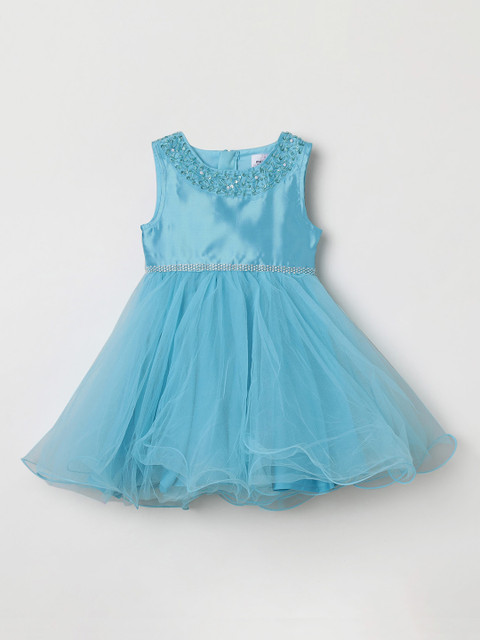 

max Girls Blue Embellished Fit and Flare Dress