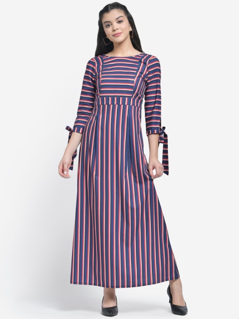 

Texco Women Navy Blue Striped Maxi Dress