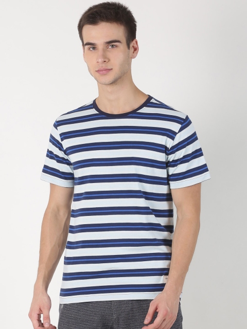 

Soul Space Men Blue Striped Round Neck T-shirt