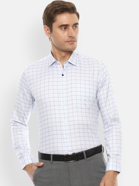 

Van Heusen Men White & Grey Slim Fit Checked Formal Shirt