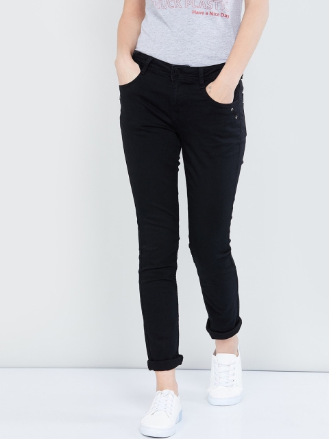 

max Women Black Slim Fit Mid-Rise Clean Look Stretchable Jeans