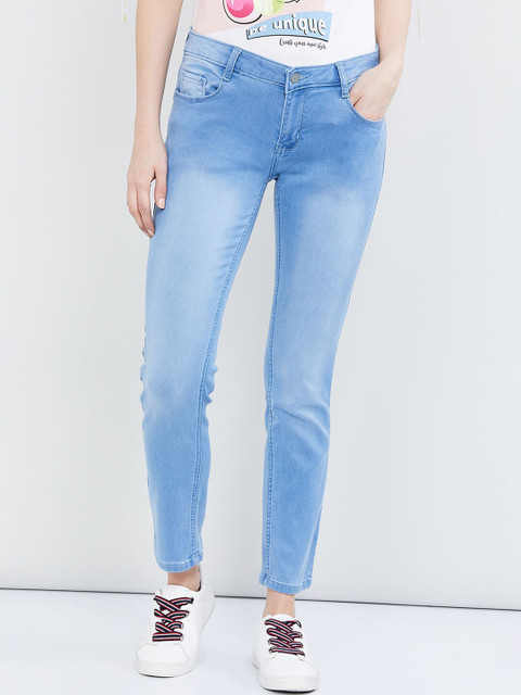 

max Women Blue Slim Fit Mid-Rise Clean Look Stretchable Jeans