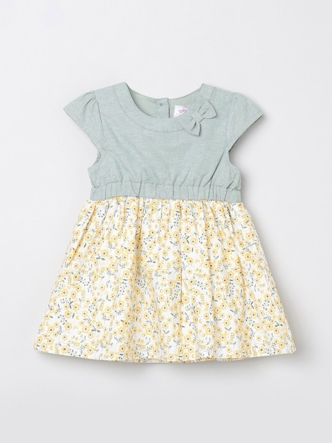 

max Girls Sage Green & Yellow Floral Print Fit and Flare Dress