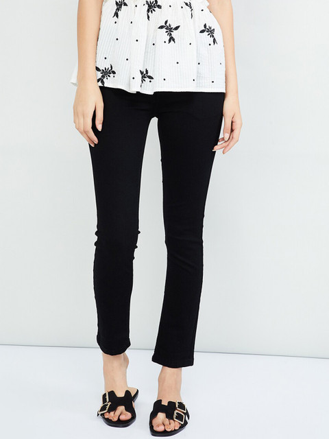 

max Women Black Slim Fit Mid-Rise Clean Look Stretchable Jeans