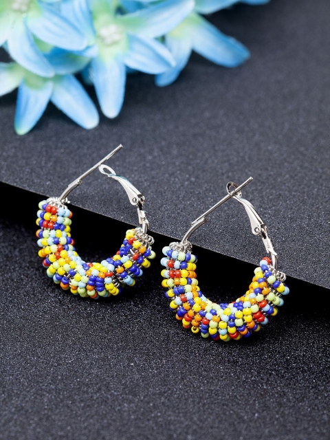 

Stoln Girls Multicoloured Silver-Plated Classic Hoop Earrings, Multi