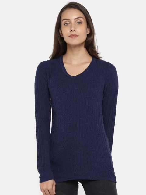 

Manola Women Navy Blue Self Design Top