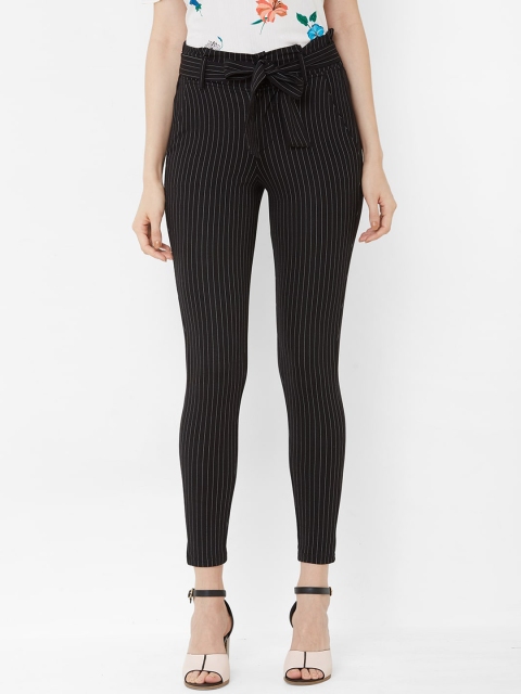 

Kraus Jeans Women Black Regular Fit Striped Regular Trousers