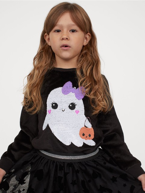 

H&M Girls Black Reversible Sequin Top