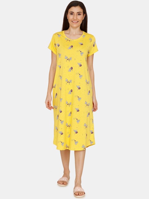 

Zivame Yellow Printed Nightdress