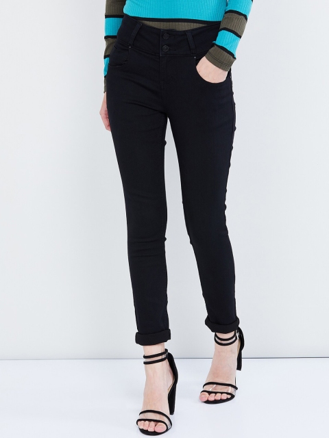 

max Women Black Skinny Fit Mid-Rise Clean Look Stretchable Jeans