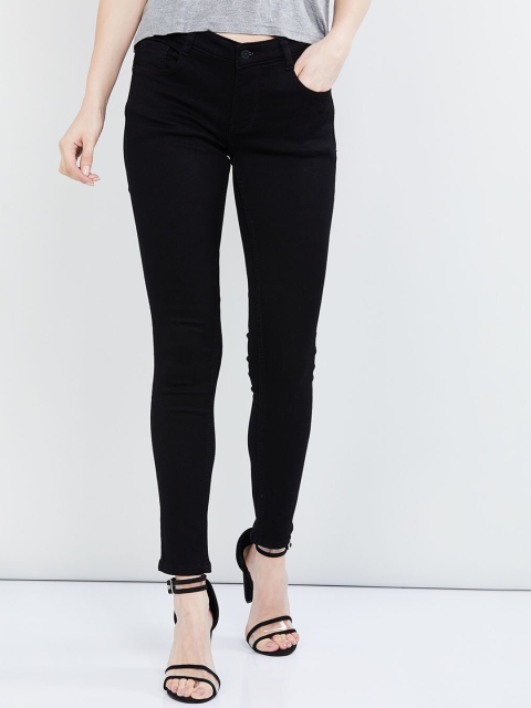 

max Women Black Skinny Fit Mid-Rise Clean Look Stretchable Jeans