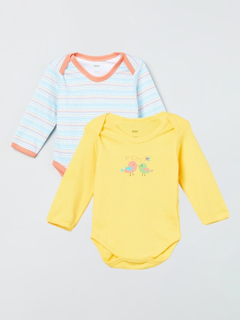 

max Infant Girls Pack Of 2 Rompers, Yellow