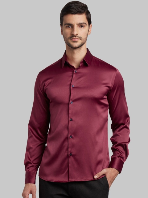 Parx Men Red Slim Fit Solid Casual Shirt