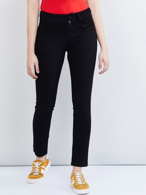 

max Women Black Skinny Fit Mid-Rise Clean Look Stretchable Jeans