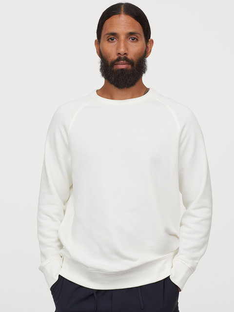 

H&M Men White Solid Regular Fit Sweater