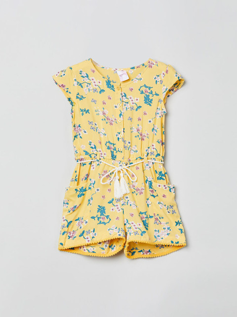

max Girls Yellow & Blue Floral Printed Romper
