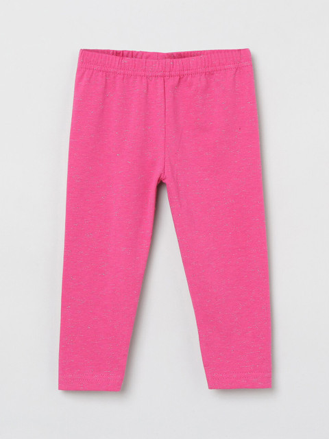 

max Girls Fuchsia Pink Solid Ankle-Length Leggings