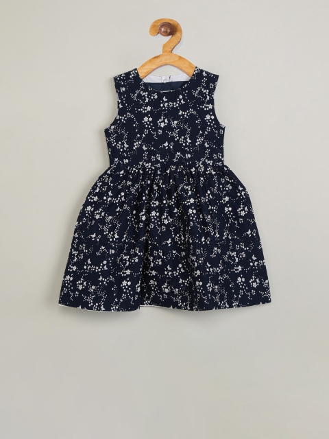 

max Girls Blue Printed Fit and Flare Dress