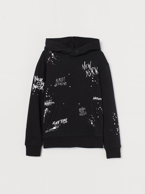 

H&M Boys Black Printed Hoodie
