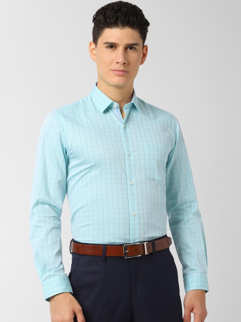 

Peter England Men Turquoise Blue & Pink Slim Fit Checked Formal Shirt