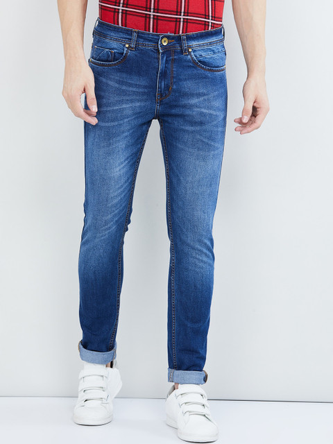 

max Men Blue Skinny Fit Mid-Rise Clean Look Stretchable Jeans