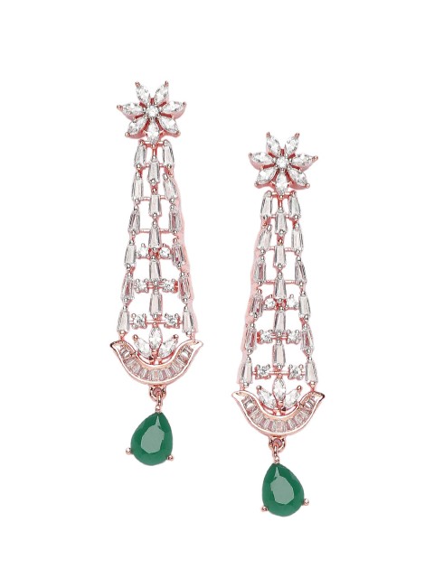 

INDYA Green Diamond Shaped Drop Earrings