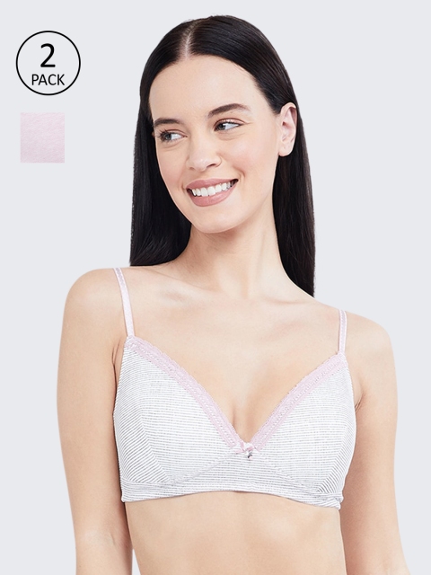 

max Pack Of 2 Grey & Pink Solid Non-Wired Lightly Padded T-shirt Bras WN19TNPD03GREY