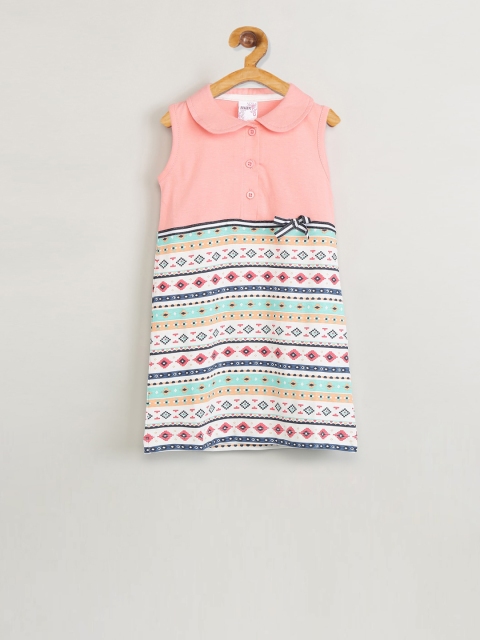 

max Girls Cream-Coloured Colourblocked A-Line Top