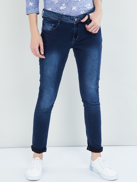 

max Women Navy Blue Skinny Fit Mid-Rise Clean Look Stretchable Jeans