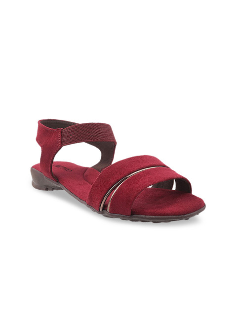 

Metro Women Maroon Solid Suede Open Toe Flats