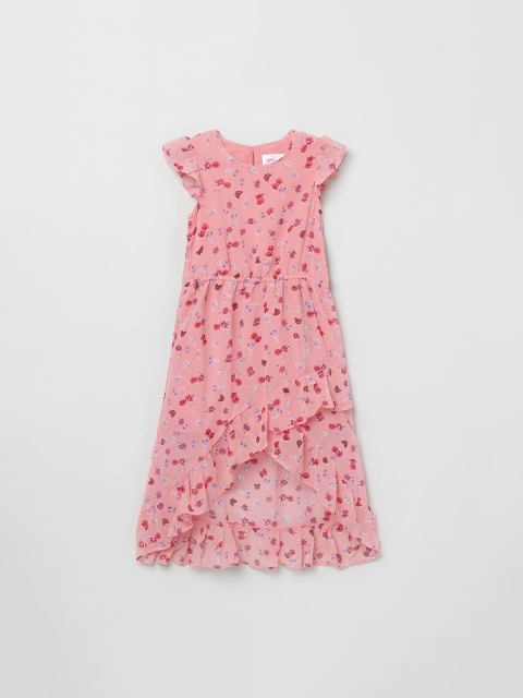 

max Girls Pink Floral Print A-Line Dress