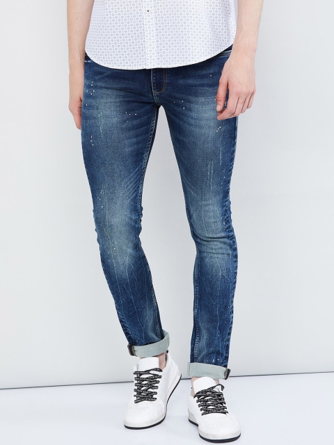 

max Men Blue Slim Fit Mid-Rise Low Distress Stretchable Jeans