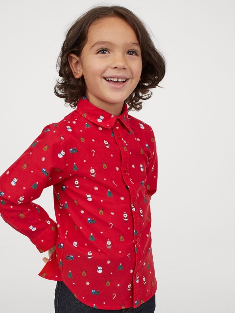 

H&M Boys Red & White Patterned Cotton Shirt