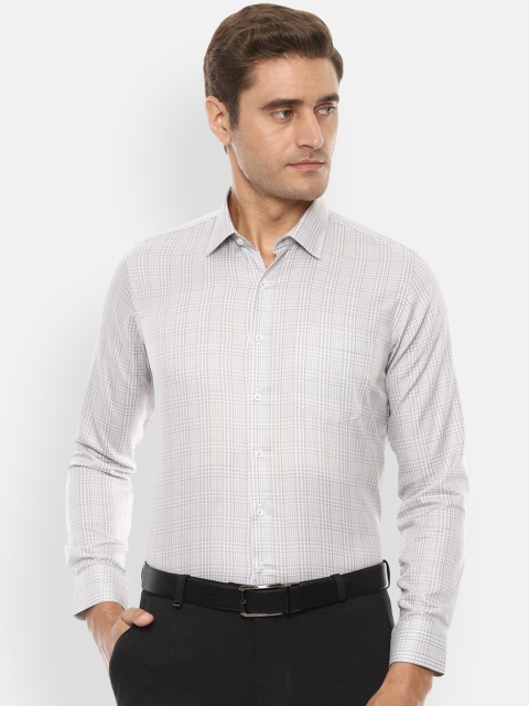 Van Heusen Men Grey Slim Fit Checked Formal Shirt