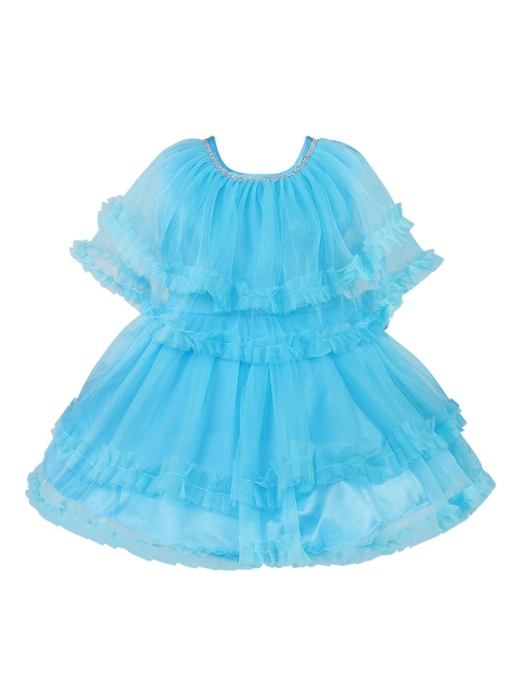 

Wish Karo Girls Blue Solid Fit and Flare Dress