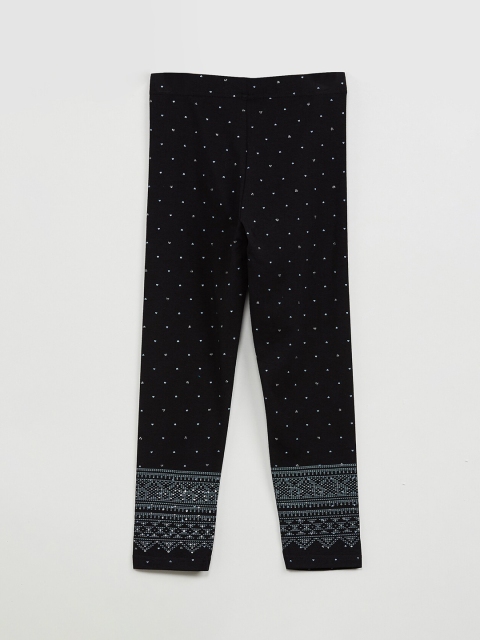 

max Girls Black Printed Ankle-Length Leggings